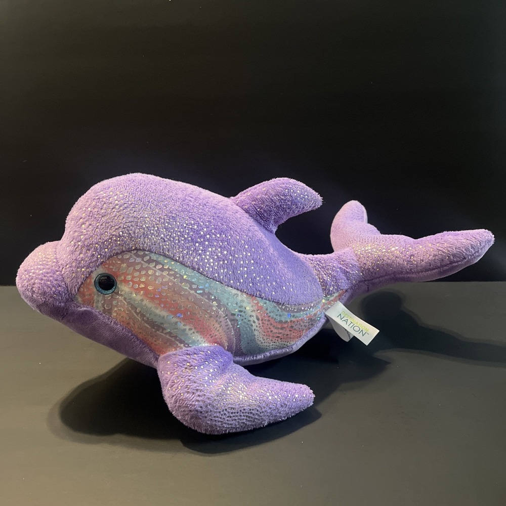 Destination Nation Aurora 15" DOLPHIN Purple Multicolor Sparkly Plush 2022
